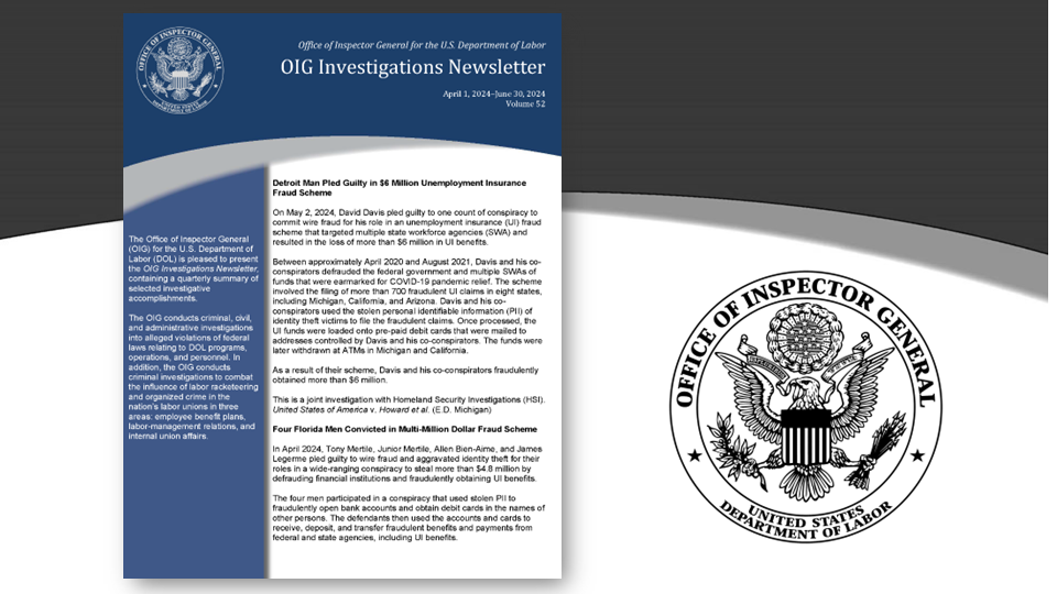 OIG Investigations Newsletter Volume 52 April 1, 2024 - June 30, 2024